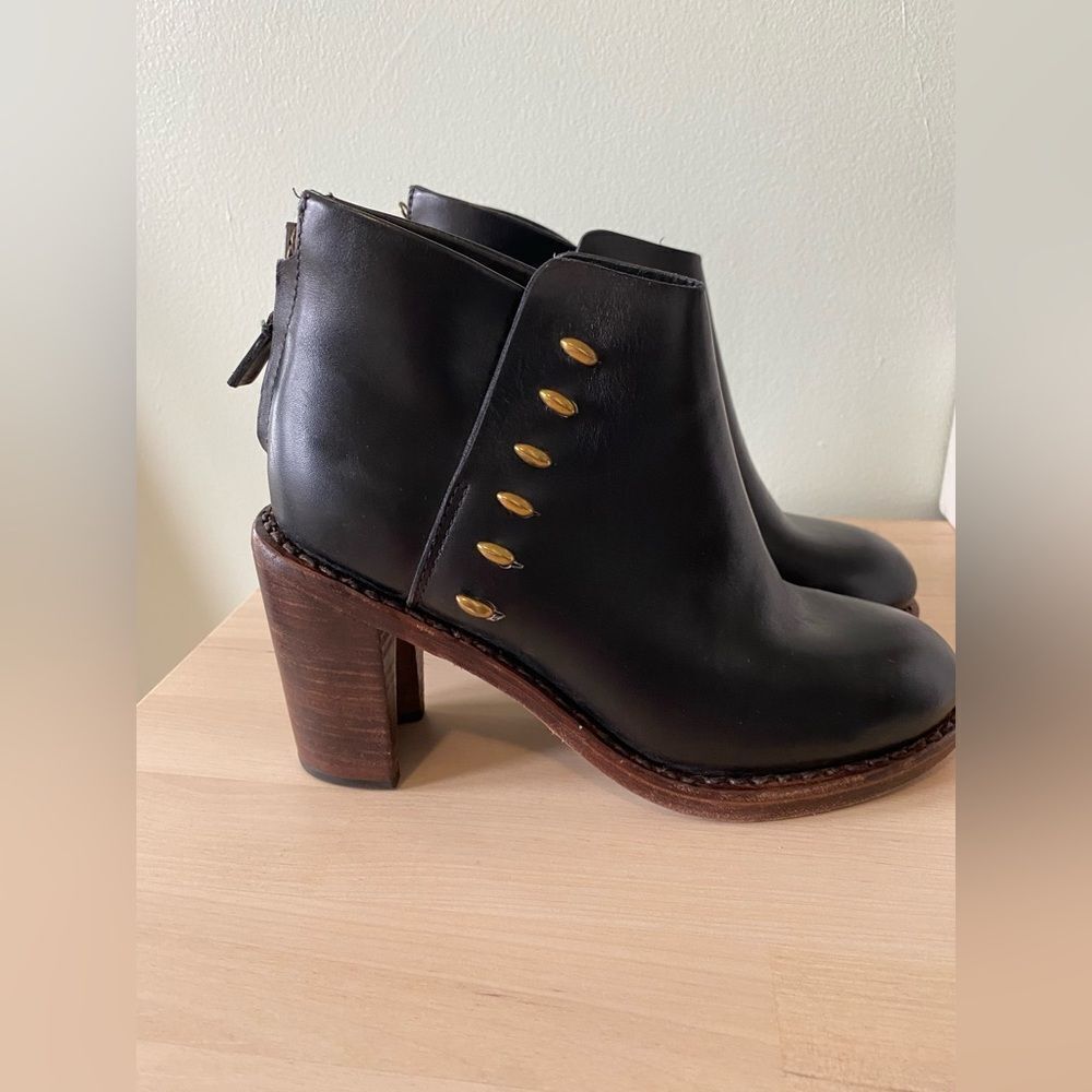 Rag & Bone New York Leather Ankle Boots with Brass Details